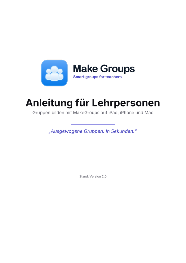 Titelseite der Anleitung für Lehrpersonen